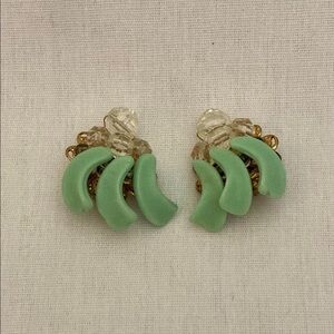 Vintage clip on earrings robins egg blue aqua teal coloured excellent condition